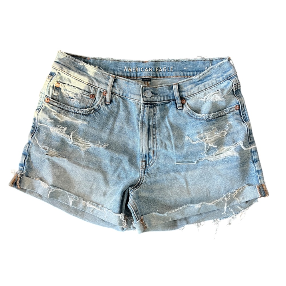 AE American Eagle Outfitters Strigid Distressed Relaxed Fit Jean Shorts Sz 6